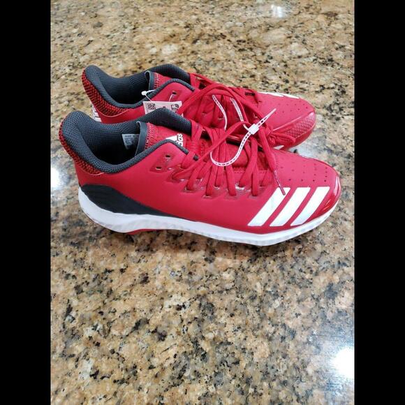 Adidas Mens Icon Bounce Mid Cleats Baseball Shoes Red Lace Up CG5242 6.5 New - Picture 4 of 6